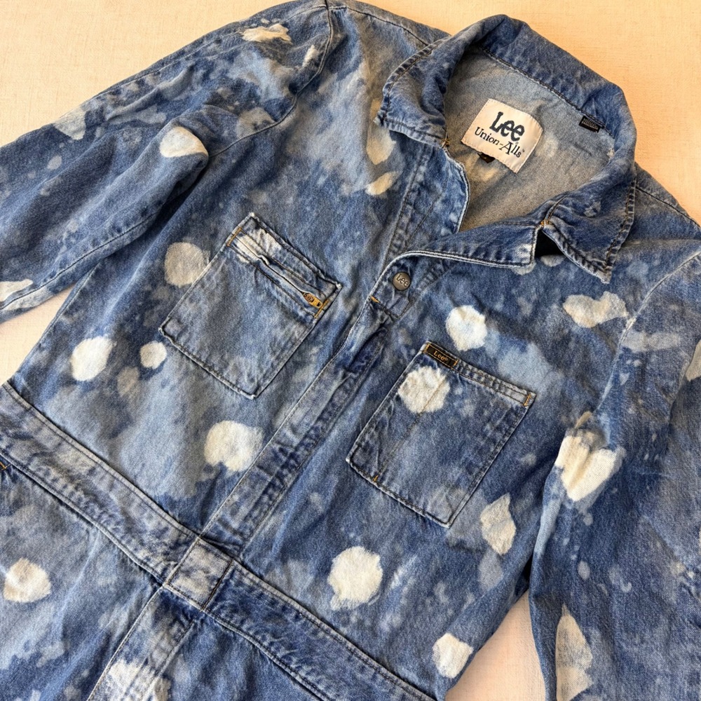 Lee Union-Alls Bleach Splatter Denim Coveralls Jumpsuit Small Utility Boho 90s - Picture 15 of 16